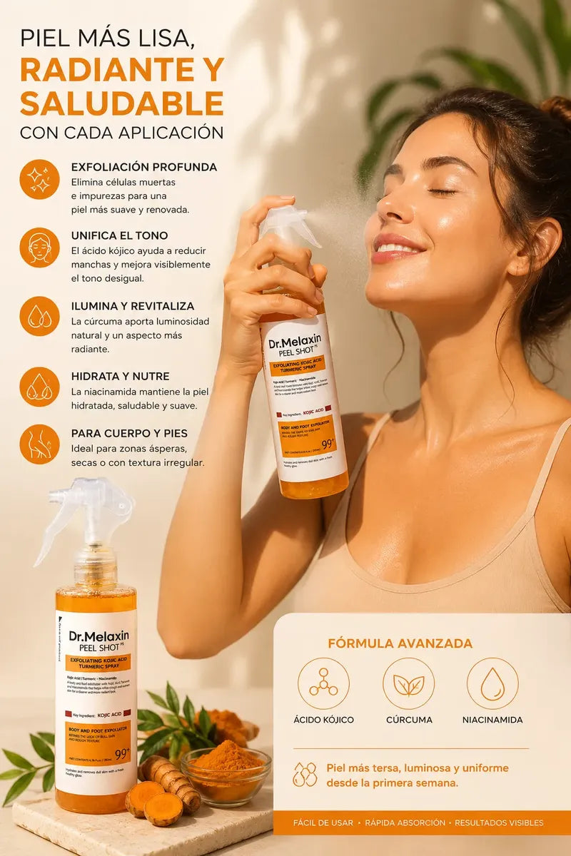 Dr. Melaxin Peel Shot - Spray exfoliante con ácido kójico y cúrcuma