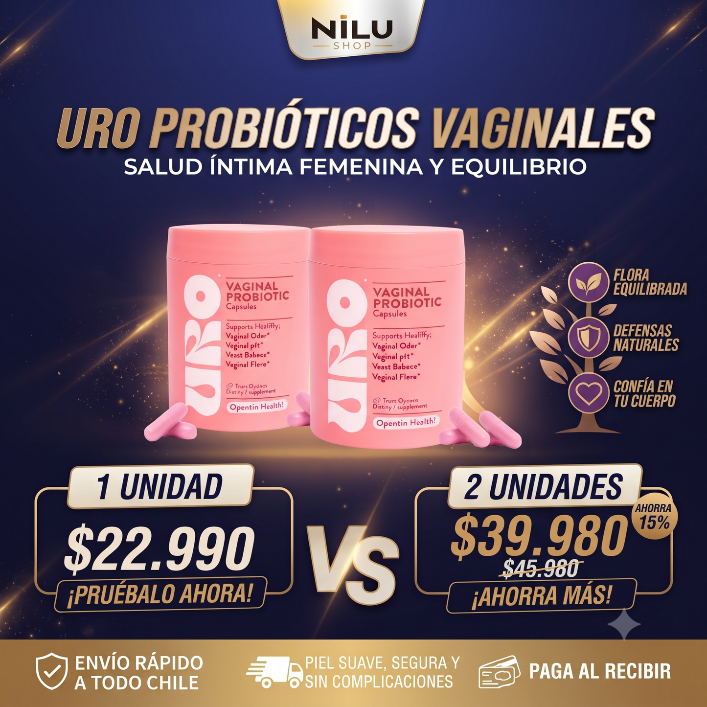 Uro Vaginal Probiotics 60 cápsulas